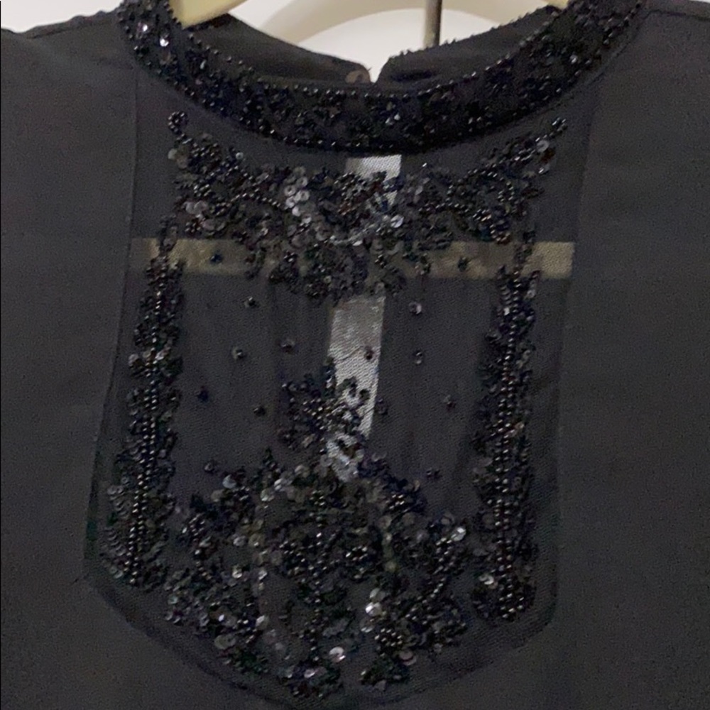Beaded Black Long Tunic Blouse - image 7